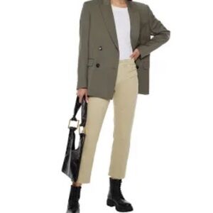 L’AGENCE Sada High Rise Ankle Crop Raw Hem Jeans Limestone 29